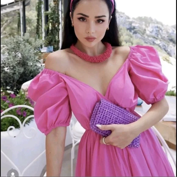 Zara Pink Puff Sleeve Maxi Dress - Picture 4 of 8